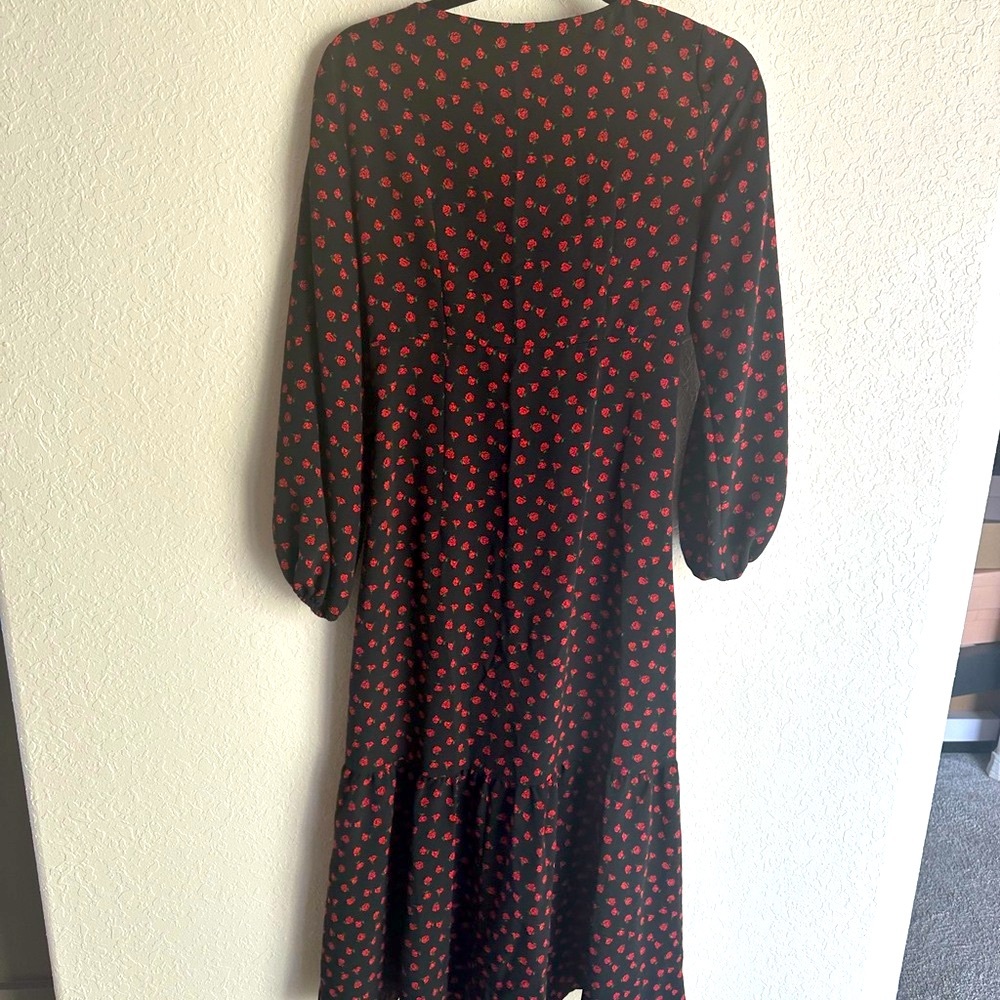 Topshop Red V-Neck Bishop Sleeve Sundress - Picture 8 of 8